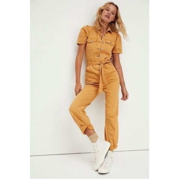 NWT Boyish Free People Mustard Yellow Baggy Jumpsuit Large